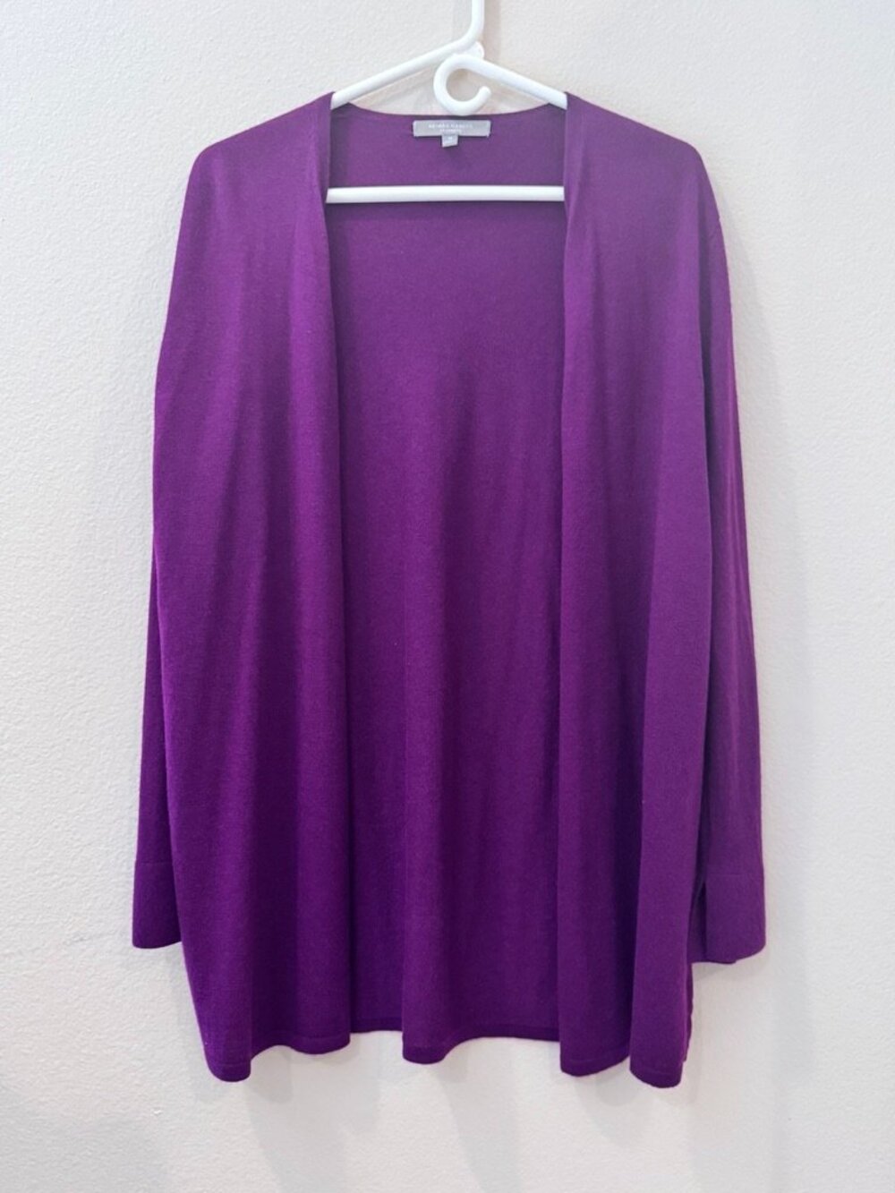Neiman Marcus Cashmere Purple Open-Front Cardigan — Size M